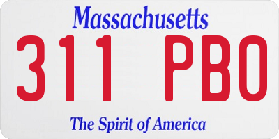 MA license plate 311PB0