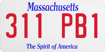 MA license plate 311PB1