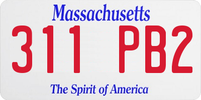 MA license plate 311PB2
