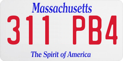 MA license plate 311PB4
