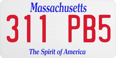 MA license plate 311PB5