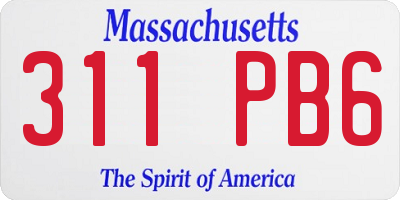 MA license plate 311PB6