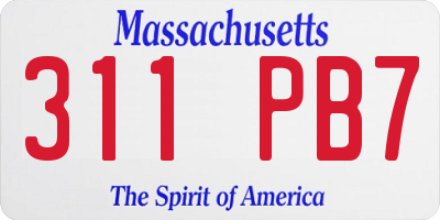 MA license plate 311PB7