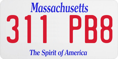 MA license plate 311PB8