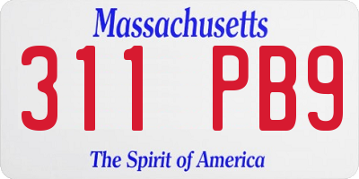 MA license plate 311PB9