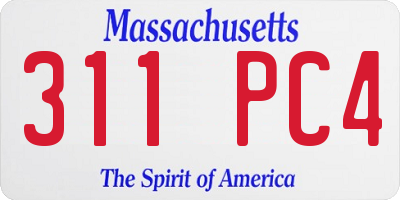 MA license plate 311PC4