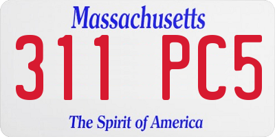 MA license plate 311PC5