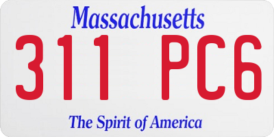 MA license plate 311PC6