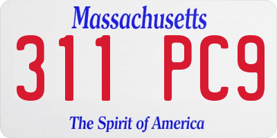 MA license plate 311PC9