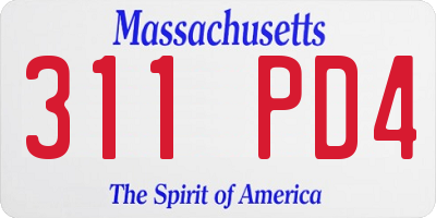 MA license plate 311PD4