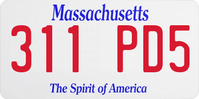 MA license plate 311PD5