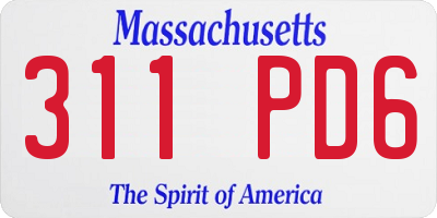 MA license plate 311PD6