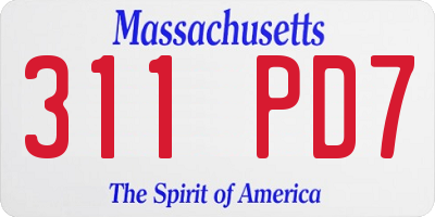 MA license plate 311PD7