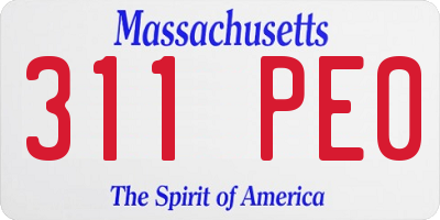 MA license plate 311PE0
