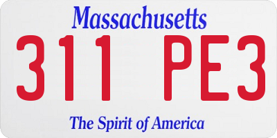 MA license plate 311PE3