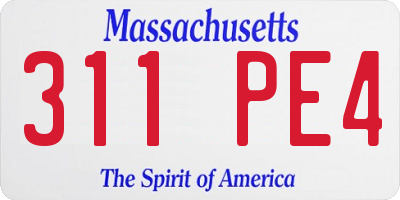 MA license plate 311PE4