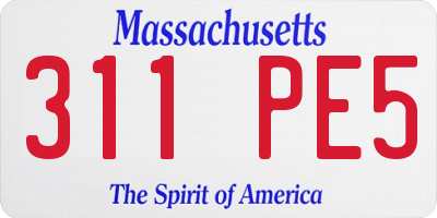 MA license plate 311PE5