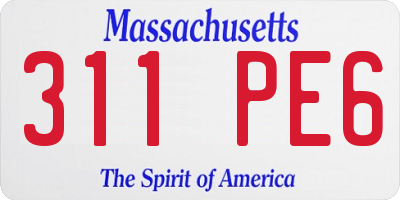 MA license plate 311PE6