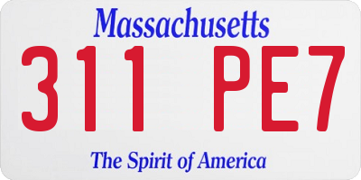 MA license plate 311PE7