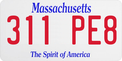 MA license plate 311PE8