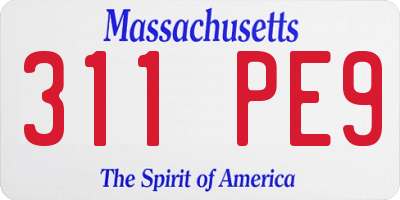 MA license plate 311PE9