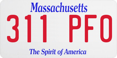 MA license plate 311PF0