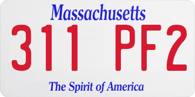 MA license plate 311PF2