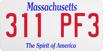 MA license plate 311PF3