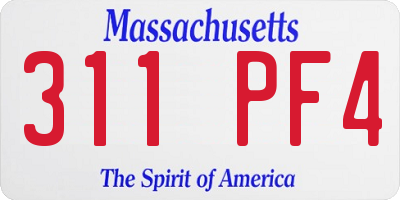 MA license plate 311PF4