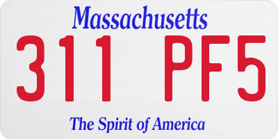 MA license plate 311PF5