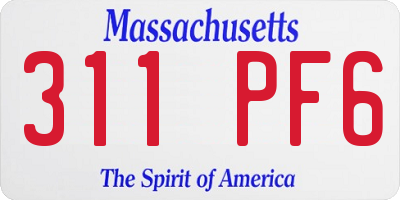 MA license plate 311PF6