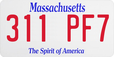 MA license plate 311PF7