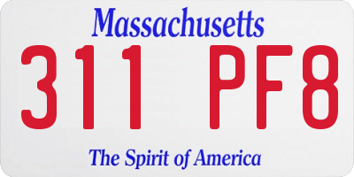 MA license plate 311PF8