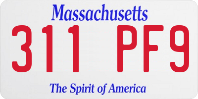 MA license plate 311PF9
