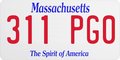 MA license plate 311PG0