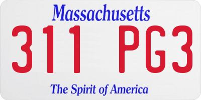 MA license plate 311PG3