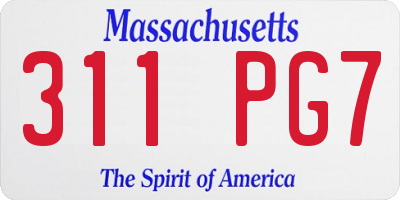 MA license plate 311PG7
