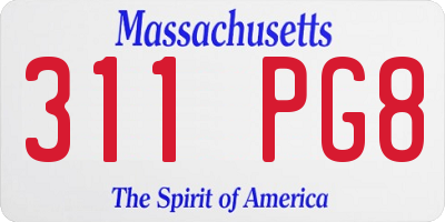MA license plate 311PG8