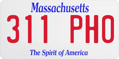 MA license plate 311PH0