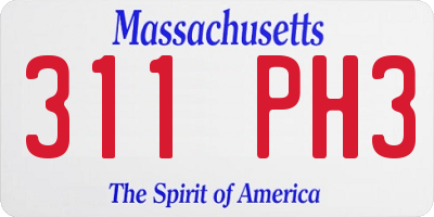 MA license plate 311PH3