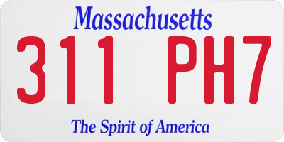 MA license plate 311PH7