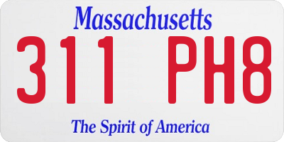 MA license plate 311PH8