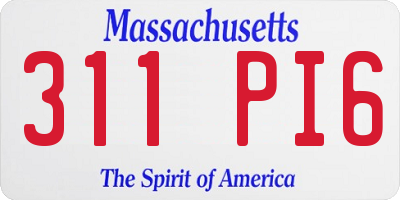MA license plate 311PI6