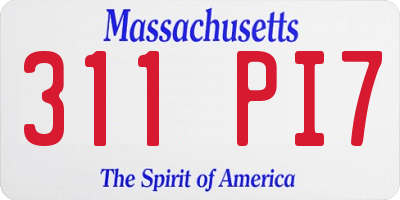 MA license plate 311PI7