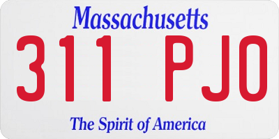 MA license plate 311PJ0