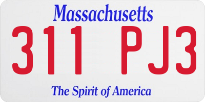 MA license plate 311PJ3
