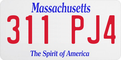 MA license plate 311PJ4