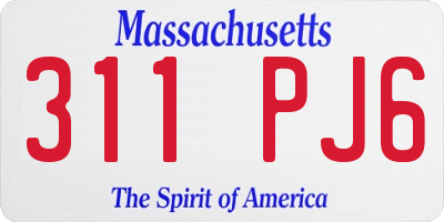 MA license plate 311PJ6