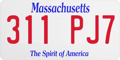 MA license plate 311PJ7