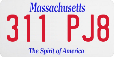 MA license plate 311PJ8